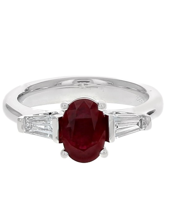 Ruby and Diamond Accent Ring in Platinum